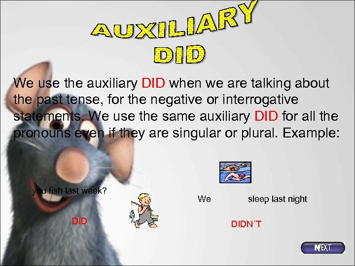 We use the auxiliary DID when we are talking about the past tense, for