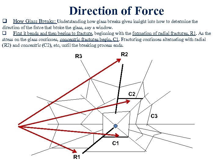 Direction of Force q How Glass Breaks: Understanding how glass breaks gives insight into