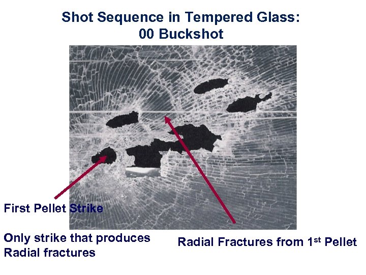 Shot Sequence in Tempered Glass: 00 Buckshot First Pellet Strike Only strike that produces