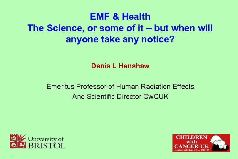EMF & Health The Science, or some of it – but when will anyone