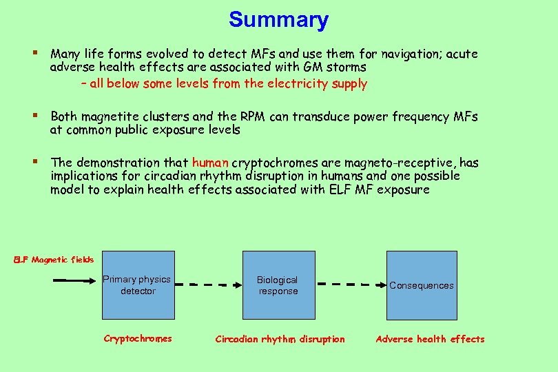 Summary § Many life forms evolved to detect MFs and use them for navigation;