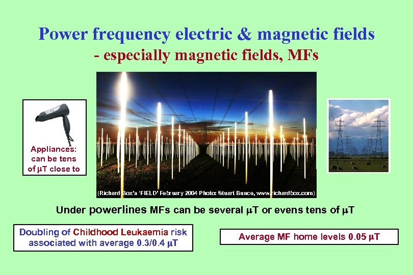 Power frequency electric & magnetic fields - especially magnetic fields, MFs Appliances: can be