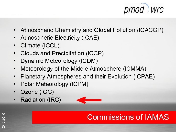 27. 9. 2010 • • • Atmospheric Chemistry and Global Pollution (ICACGP) Atmospheric Electricity