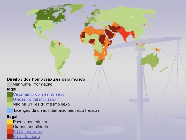 Direitos dos homossexuais pelo mundo ██Nenhuma informação legal ██Casamento do mesmo sexo ██Uniões do