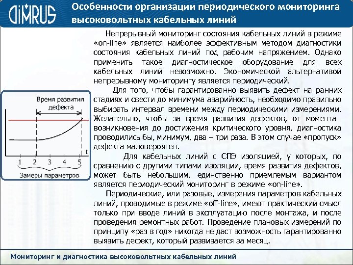 Особенности организации периодического мониторинга высоковольтных кабельных линий Непрерывный мониторинг состояния кабельных линий в режиме