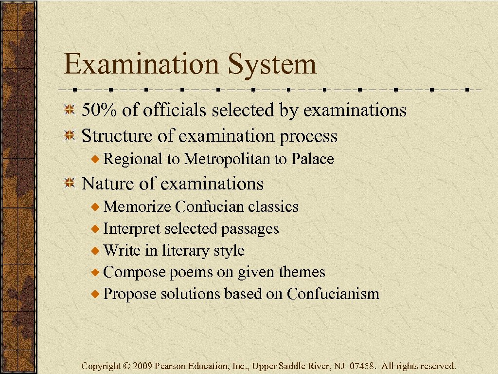 Examination System 50% of officials selected by examinations Structure of examination process Regional to