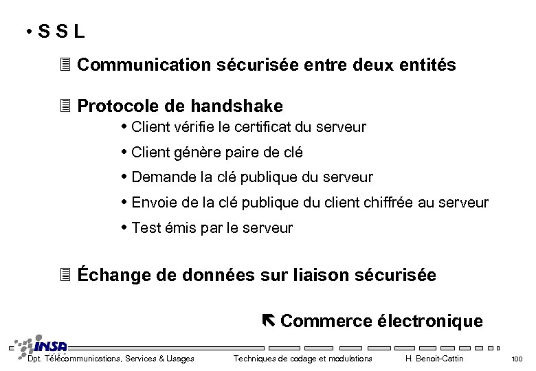 • S S L 3 Communication sécurisée entre deux entités 3 Protocole de