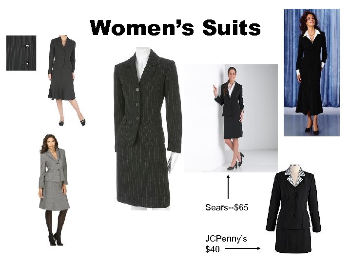 Women’s Suits Sears--$65 JCPenny’s $40 