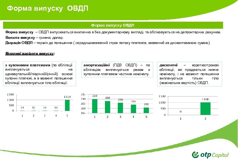 Форма випуску ОВДП Форма випуску – ОВДП випускаються виключно в без документарному вигляді, та