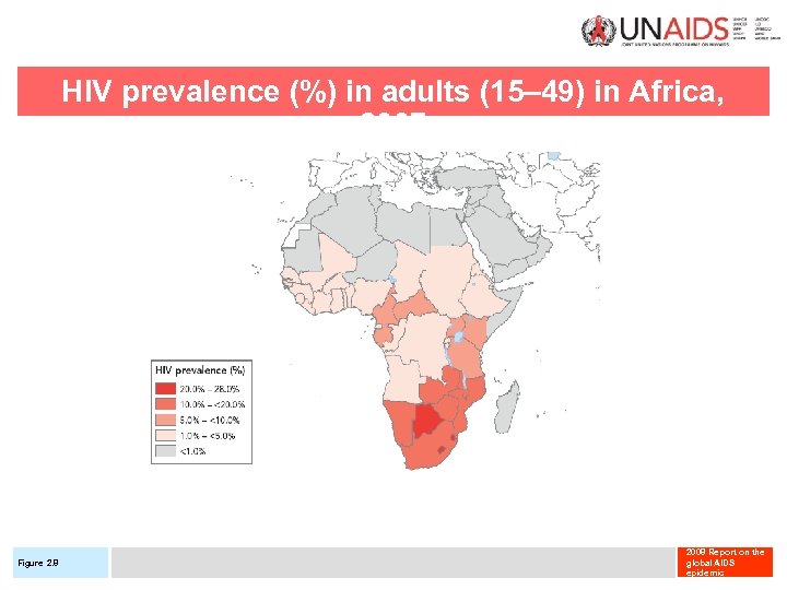 HIV prevalence (%) in adults (15– 49) in Africa, 2007 Figure 2. 8 2008