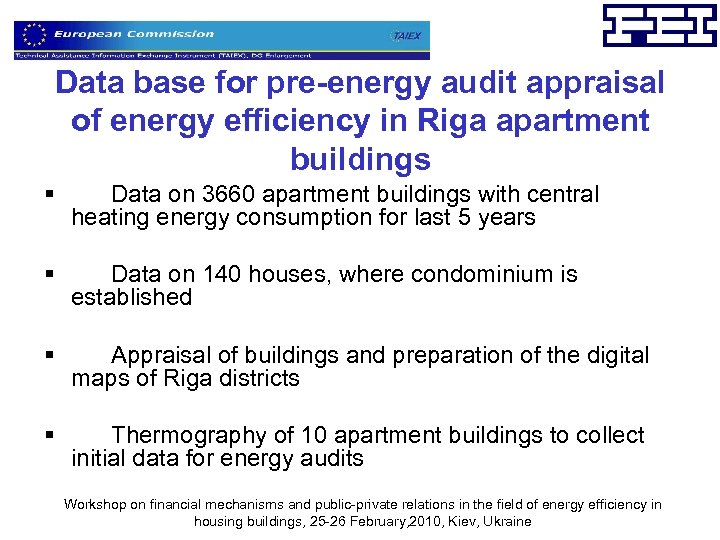 Data base for pre-energy audit appraisal of energy efficiency in Riga apartment buildings §