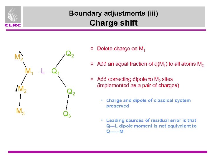 Boundary adjustments (iii) Charge shift Q 2 M 1 M 2 M 3 ¤