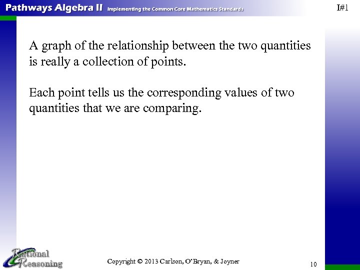 I#1 A graph of the relationship between the two quantities is really a collection