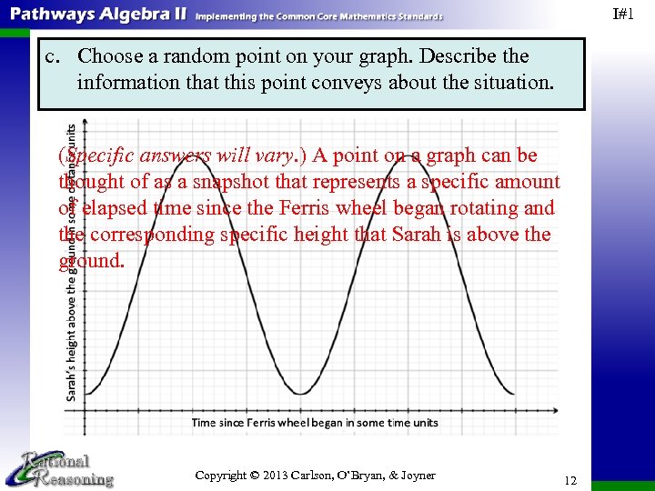 I#1 c. Choose a random point on your graph. Describe the information that this