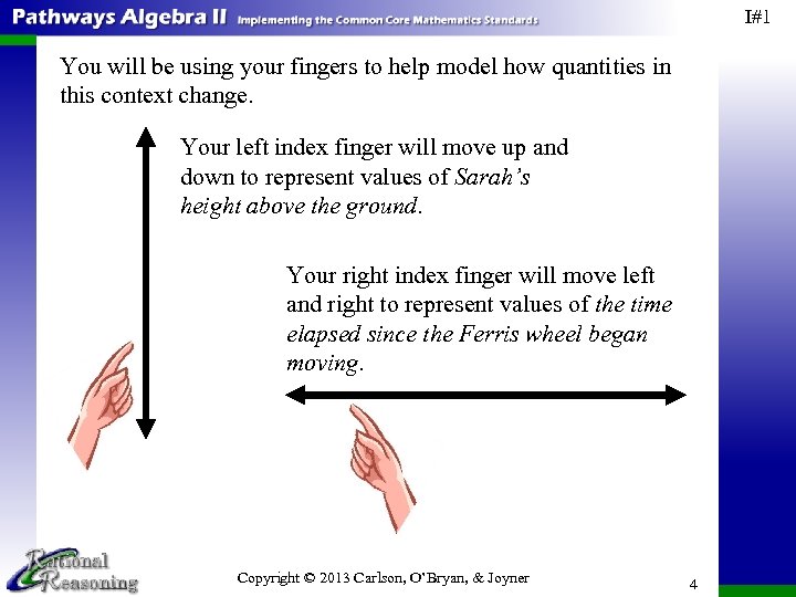 I#1 You will be using your fingers to help model how quantities in this