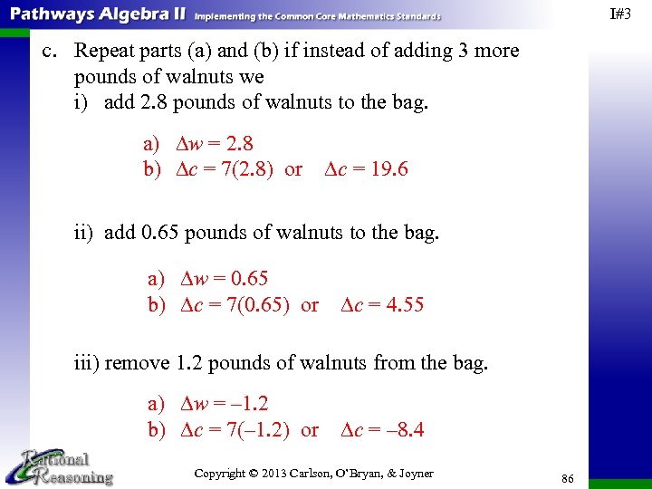 I#3 c. Repeat parts (a) and (b) if instead of adding 3 more pounds