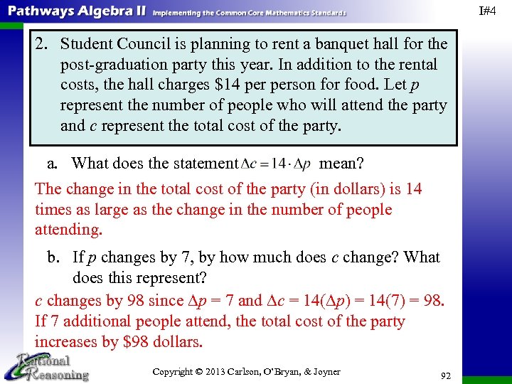 I#4 2. Student Council is planning to rent a banquet hall for the post-graduation