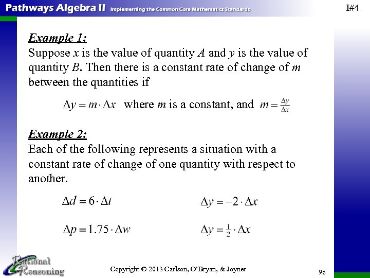 I#4 Example 1: Suppose x is the value of quantity A and y is