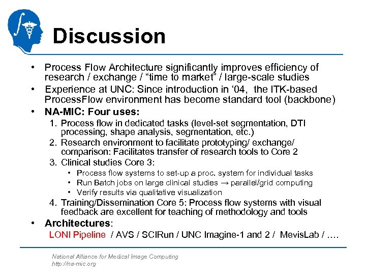 Discussion • Process Flow Architecture significantly improves efficiency of research / exchange / “time