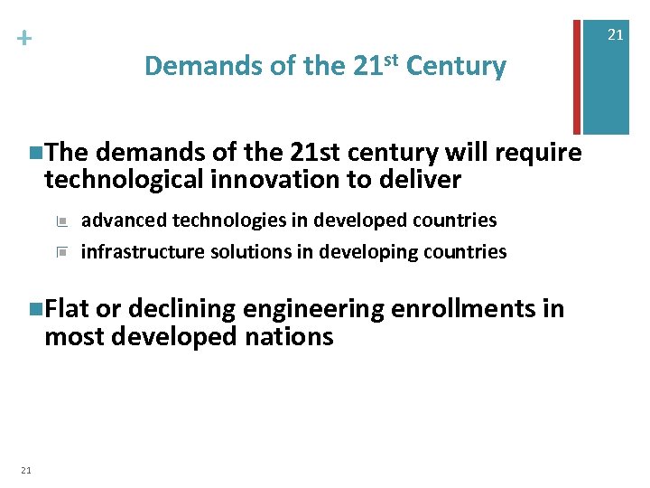 + 21 Demands of the 21 st Century n. The demands of the 21