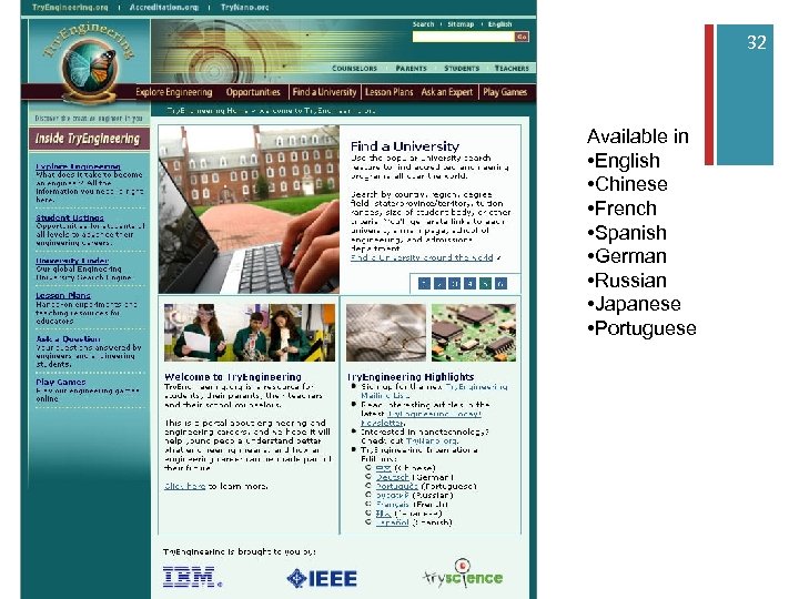 + 32 Available in • English • Chinese • French • Spanish • German