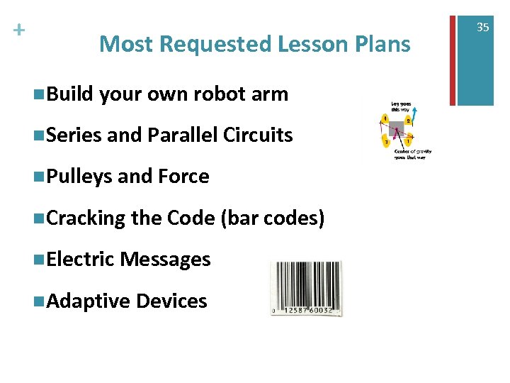 + Most Requested Lesson Plans n. Build your own robot arm n. Series and