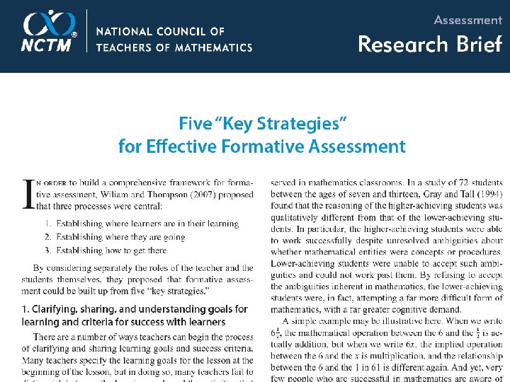 NCTM Research Clips and Briefs Formative Assessment 