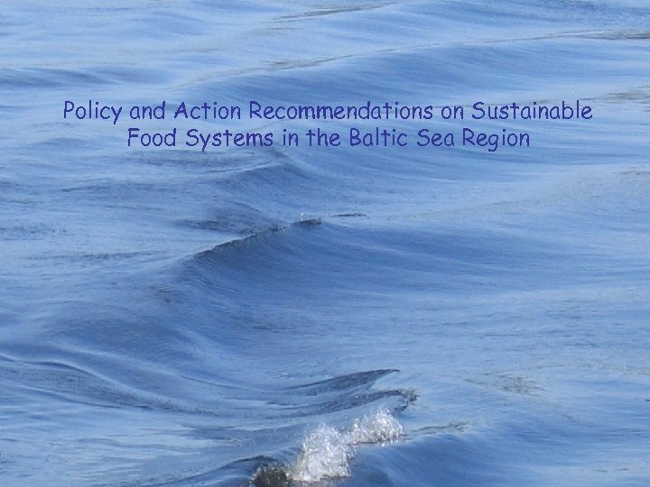 Eco. Region Partner Conference, Asker (Norway) 24 -26 May 2011 Policy and Action Recommendations