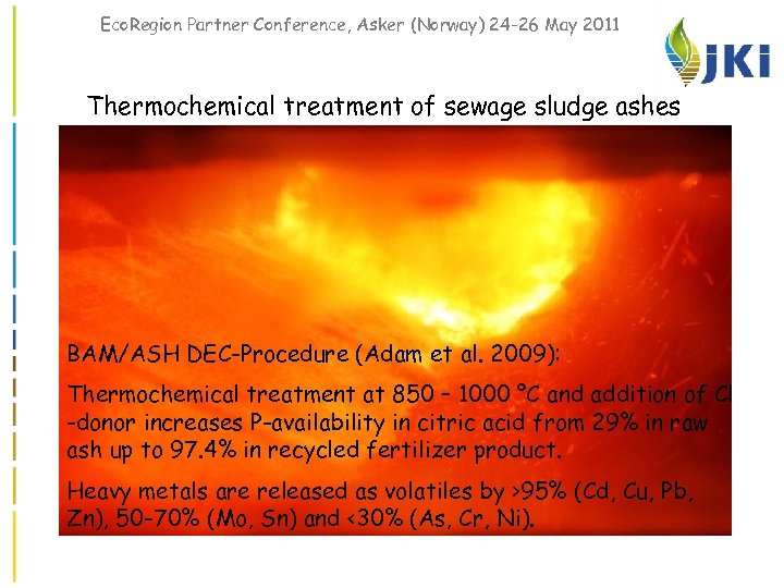Eco. Region Partner Conference, Asker (Norway) 24 -26 May 2011 Thermochemical treatment of sewage