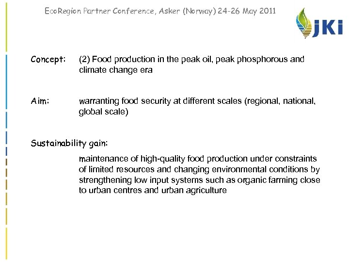 Eco. Region Partner Conference, Asker (Norway) 24 -26 May 2011 Concept: (2) Food production