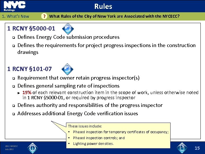 Rules 1. What’s New What Rules of the City of New York are Associated