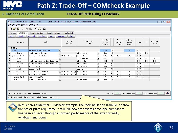 Path 2: Trade-Off – COMcheck Example 3. Methods of Compliance Trade-Off Path Using COMcheck