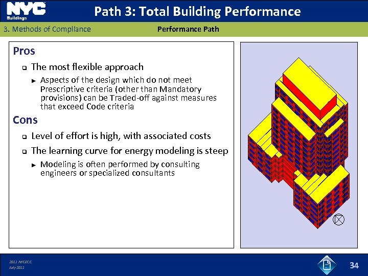 Path 3: Total Building Performance 3. Methods of Compliance Performance Path Pros q The