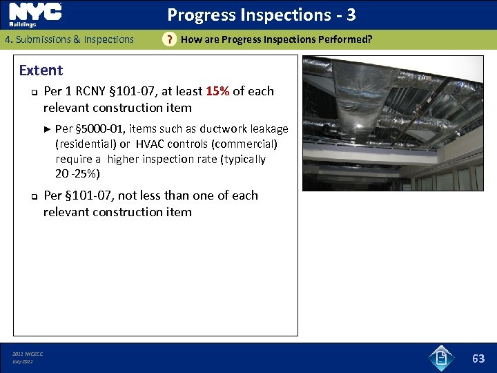 Progress Inspections - 3 4. Submissions & Inspections ? How are Progress Inspections Performed?