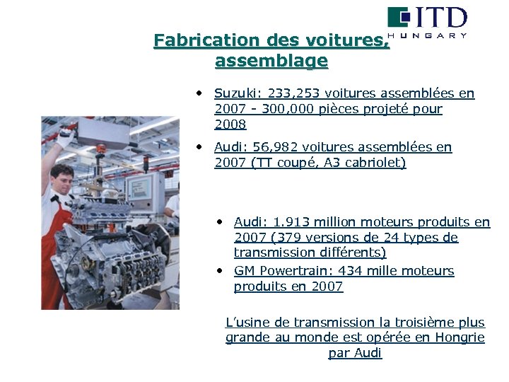Fabrication des voitures, assemblage • Suzuki: 233, 253 voitures assemblées en 2007 - 300,