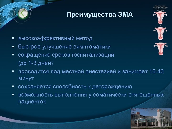 Преимущества ЭМА § высокоэффективный метод § быстрое улучшение симптоматики § сокращение сроков госпитализации (до