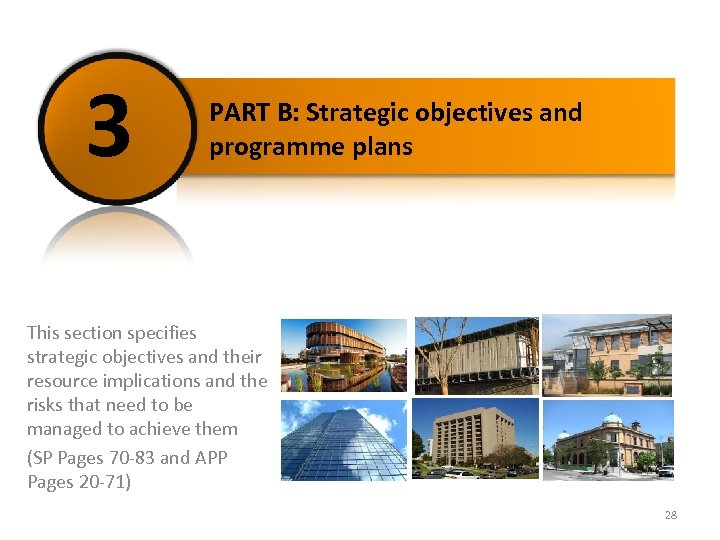 3 PART B: Strategic objectives and programme plans This section specifies strategic objectives and