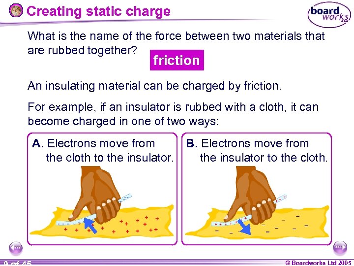 Creating static charge What is the name of the force between two materials that