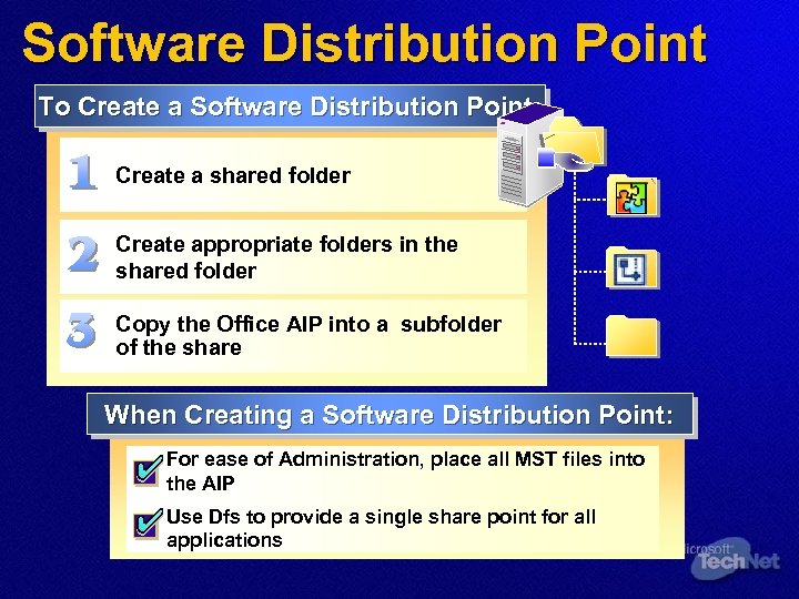 Software Distribution Point To Create a Software Distribution Point: Create a shared folder Create