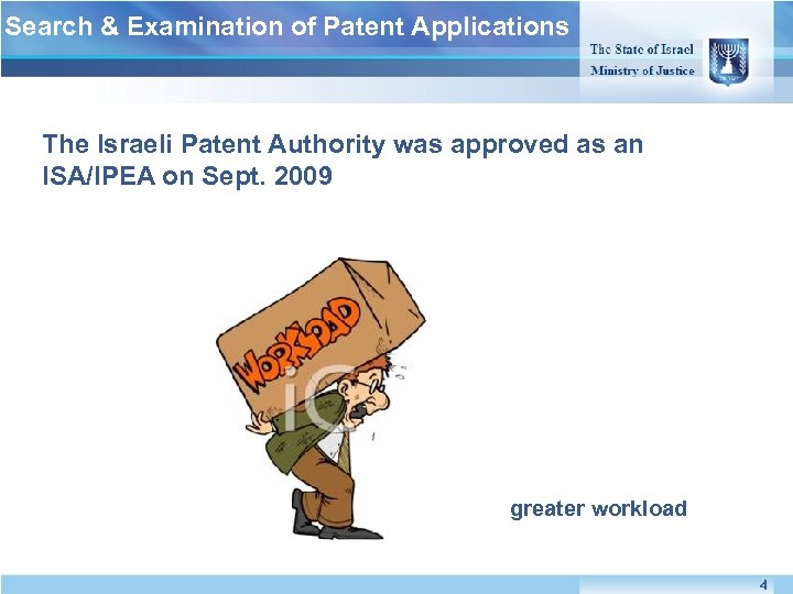 Search & Examination of Patent Applications The Israeli Patent Authority was approved as an