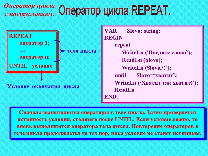 Оператор повтори