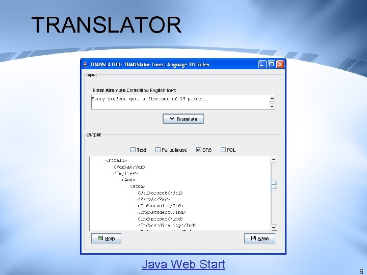 TRANSLATOR Java Web Start 6 