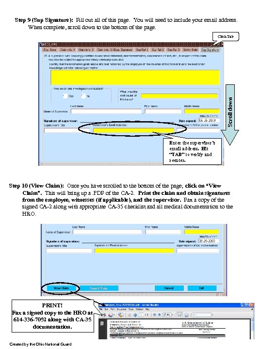 Step 9 (Sup Signature): Fill out all of this page. You will need to