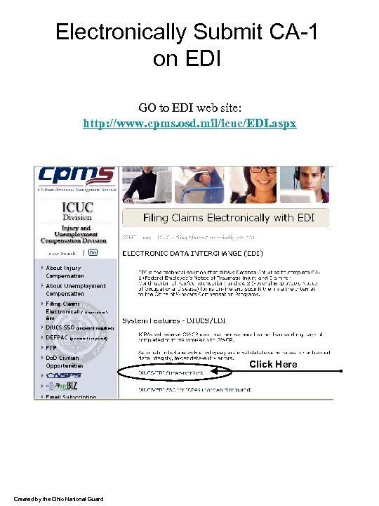 Electronically Submit CA-1 on EDI GO to EDI web site: http: //www. cpms. osd.