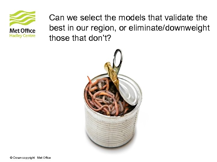 Can we select the models that validate the best in our region, or eliminate/downweight
