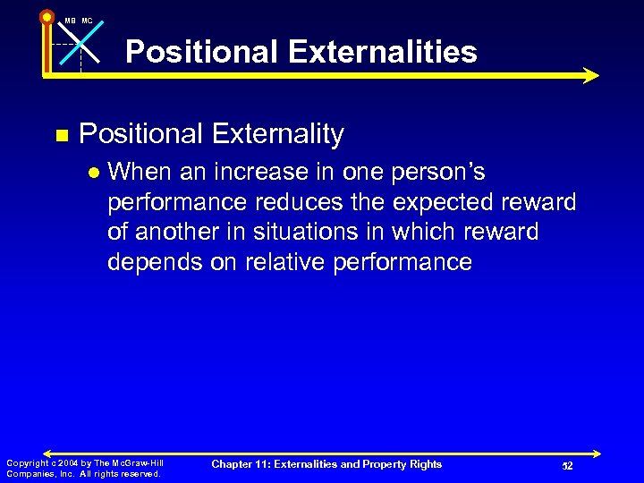 MB MC Positional Externalities n Positional Externality l When an increase in one person’s