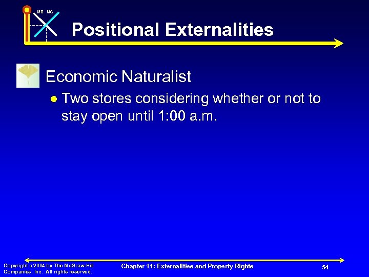 MB MC Positional Externalities n Economic Naturalist l Two stores considering whether or not