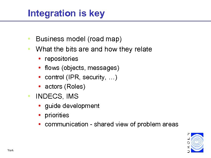 Integration is key • Business model (road map) • What the bits are and