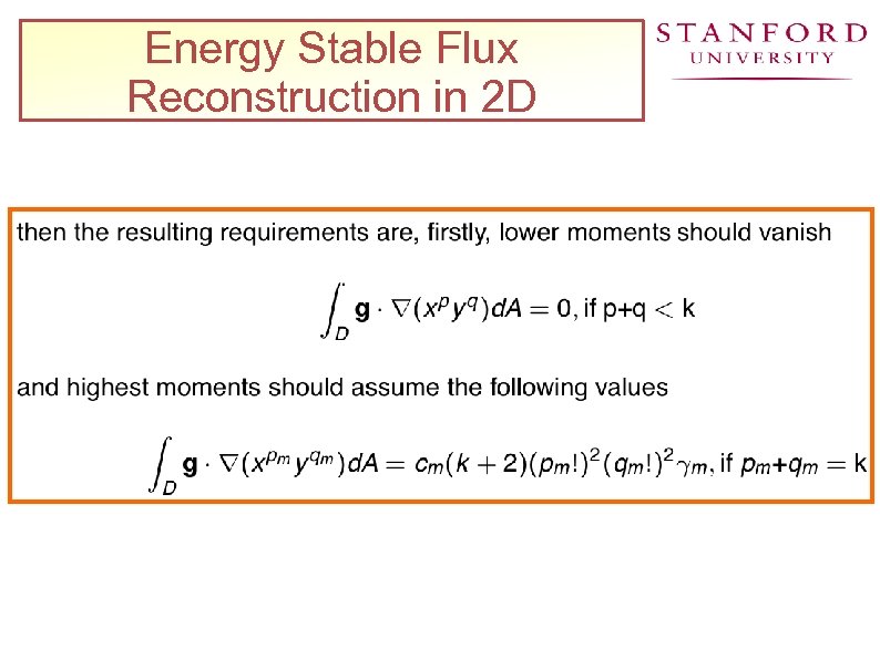 Energy Stable Flux Reconstruction in 2 D 