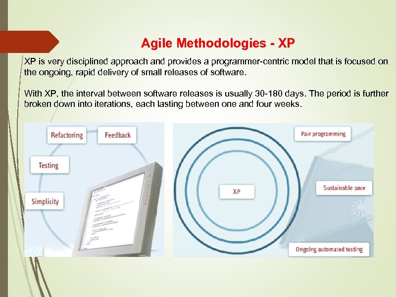 Agile Methodologies - XP XP is very disciplined approach and provides a programmer-centric model